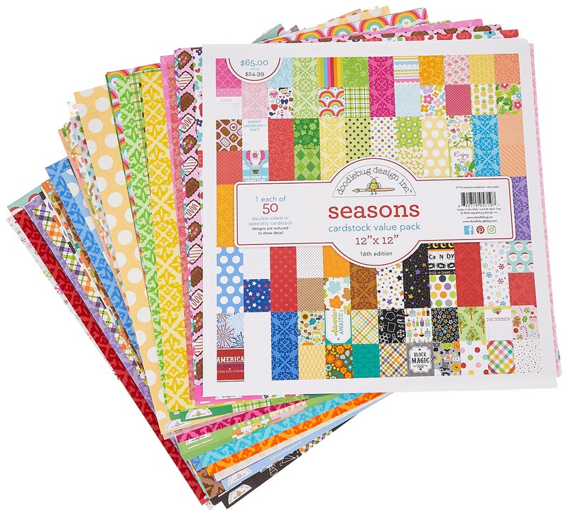 DOODLEBUG 5719 Value Kit Cardstock 12"X12", 50 Sheets - Image 1